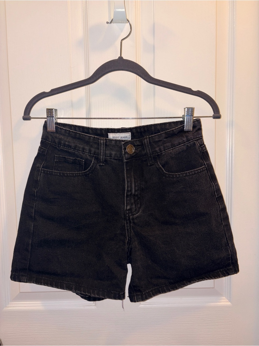 Black High-Rise Denim Shorts